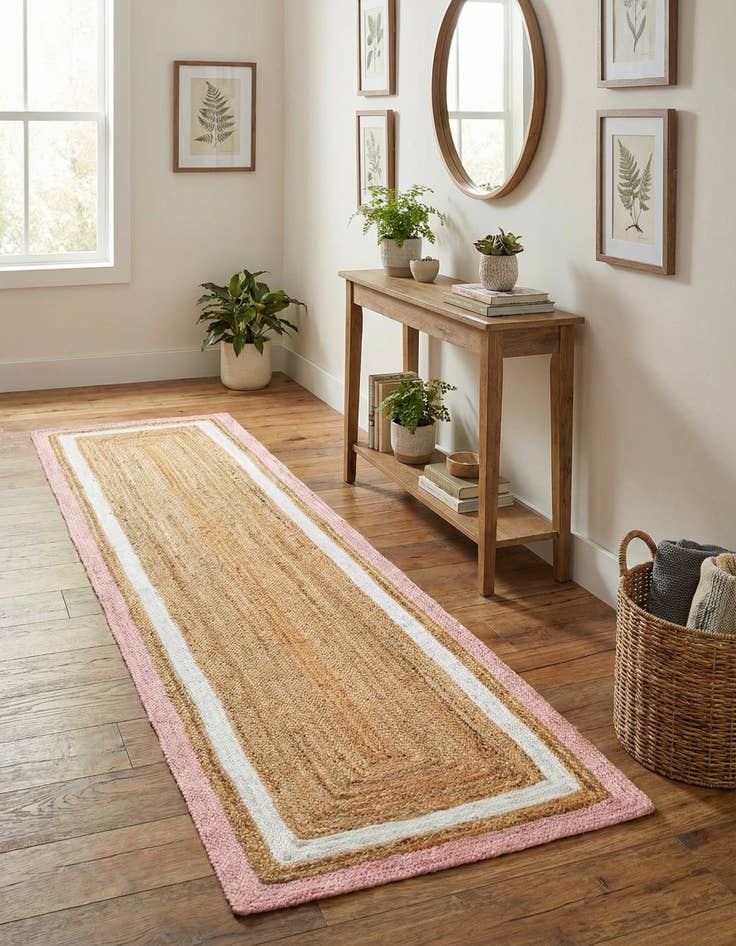 Detail image of 2' 7 x 12'  Hand Braided Jute Runner Rug