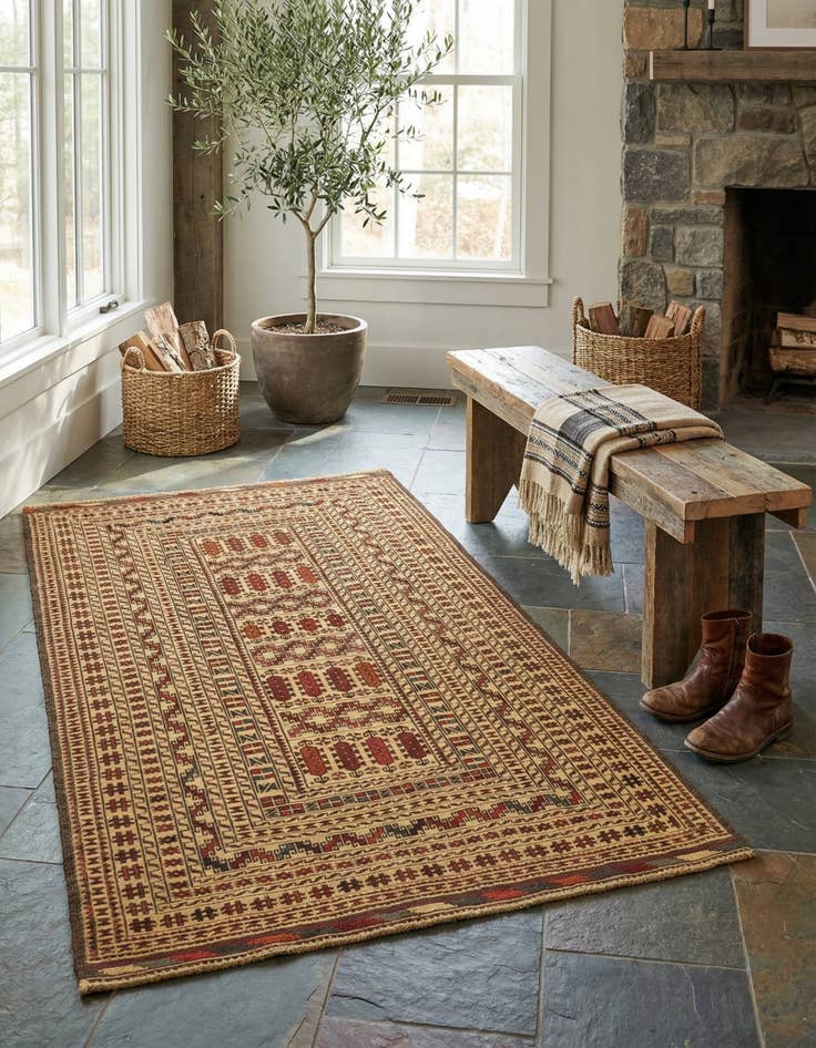 Detail image of  4' 3 x 6' 5  Hand Knotted Sumak Wool Rug