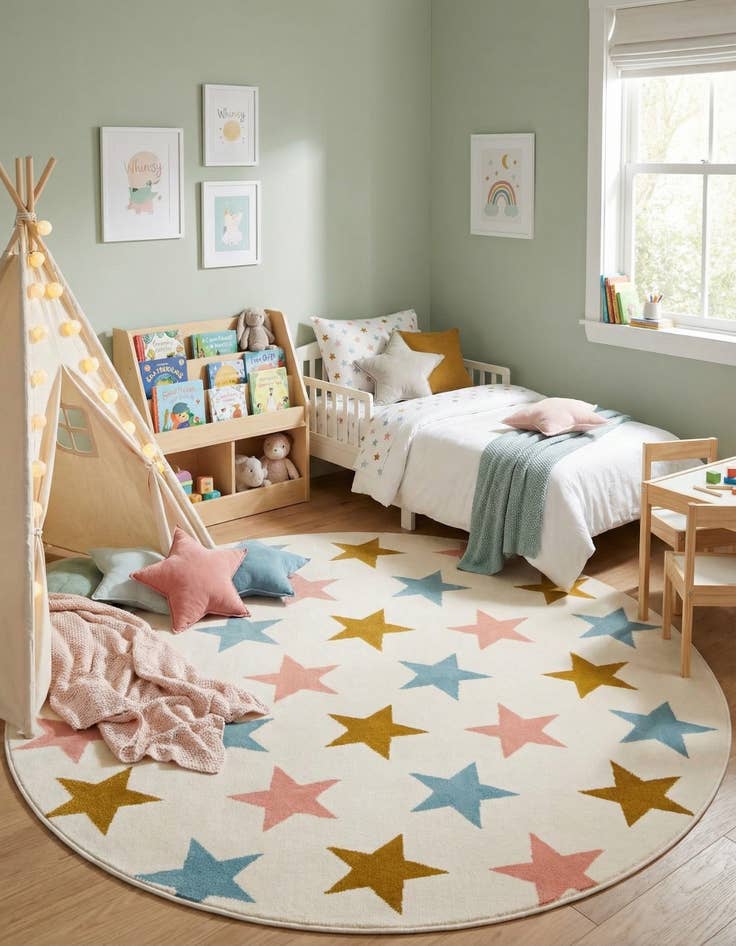 Detail image of 5' 3 x 5' 3 Whimsy Kids Round Rug
