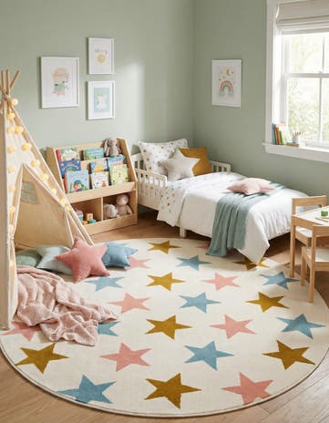 5' 3 x 5' 3 Whimsy Kids Round Rug