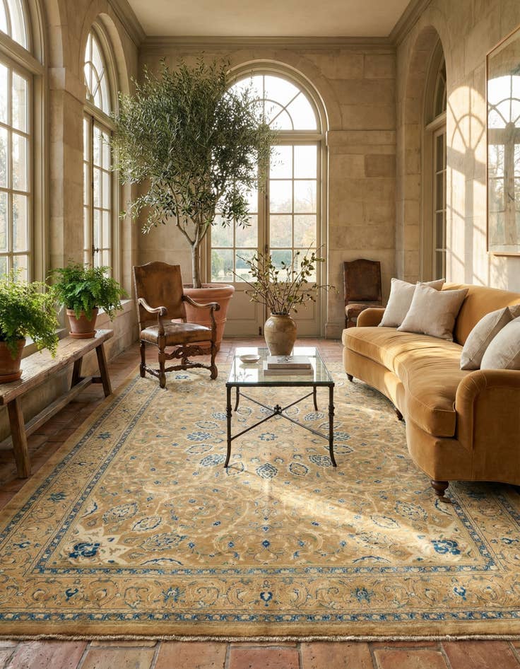 Detail image of 9' 9 x 13' 6  Hand Knotted Farahan Persian Wool Rug