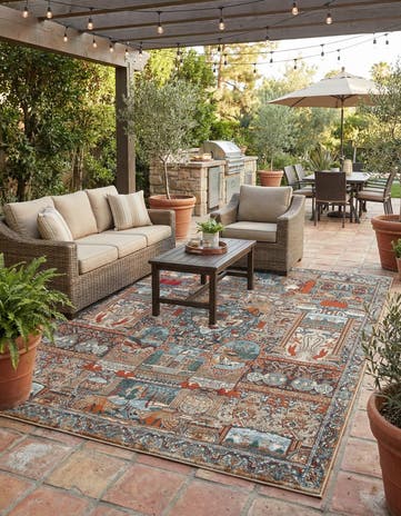 7' 10 x 10' Easy-Clean Traditional Indoor / Outdoor Rug