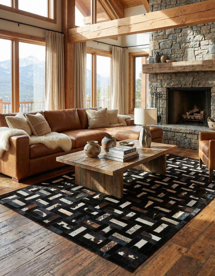 Detail image of  5' 3 x 8' 2 Cowhide - Patchwork Rug