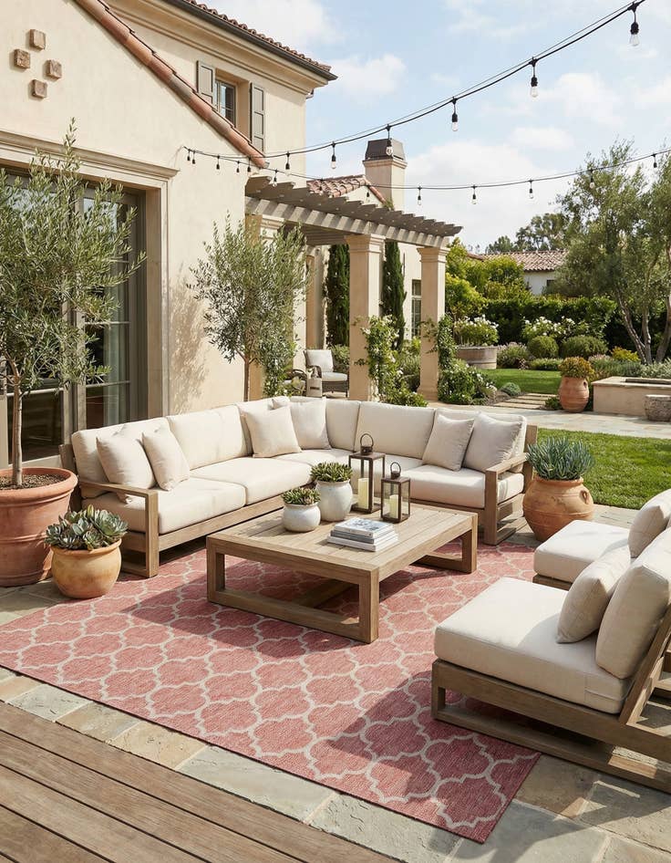 Detail image of  13' x 13'  Washable Lattice Indoor / Outdoor Square Rug