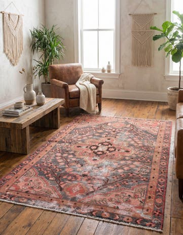4' 1 x 6' 8 Hand Knotted Ultra Vintage Persian Wool Rug