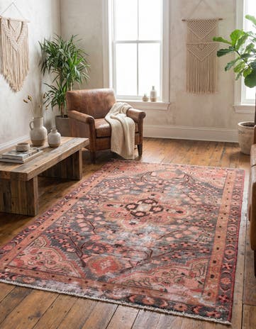 4' 1 x 6' 8 Hand Knotted Ultra Vintage Persian Wool Rug