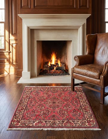 4' x 4' 2 Sarouk Square Rug