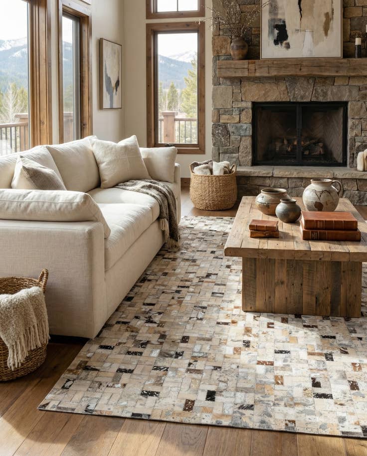 Detail image of 5' 4 x 7' 6 Cowhide Stocks Rug