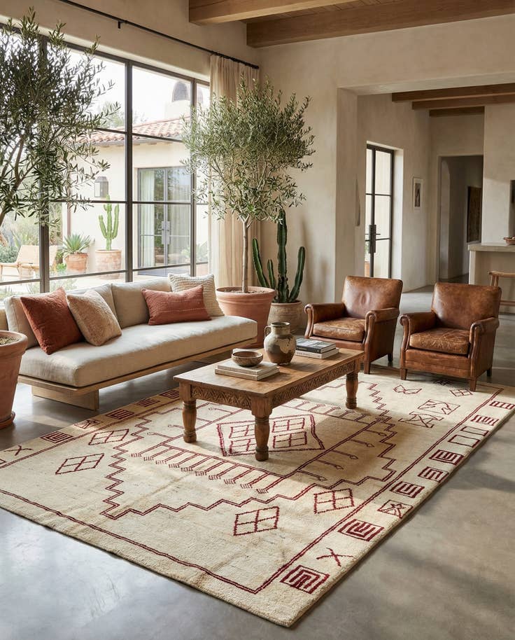 Detail image of 6' 4 x 10' 2 Hand Knotted Moroccan Wool Rug