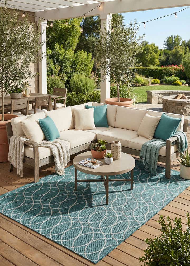 7' 10 x 11' Easy-Clean Trellis Indoor / Outdoor Rug