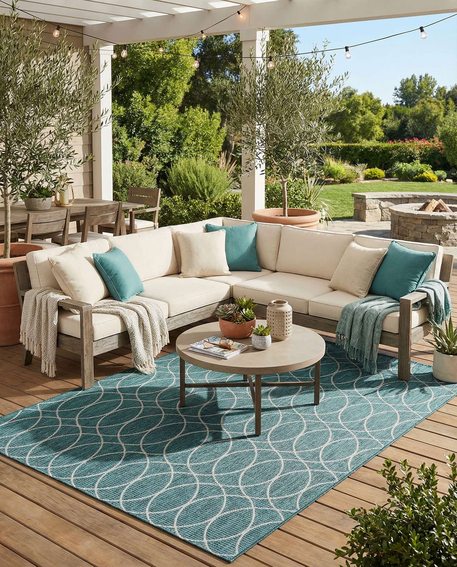 7' 10 x 11' Easy-Clean Trellis Indoor / Outdoor Rug