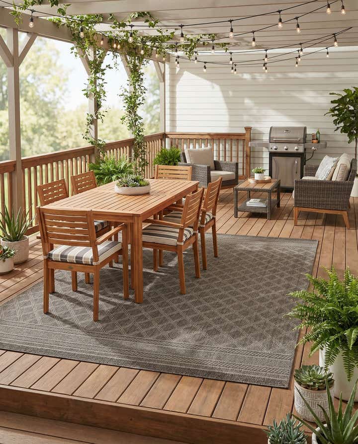 7' 1 x 10' Easy-Clean Trellis Indoor / Outdoor Rug