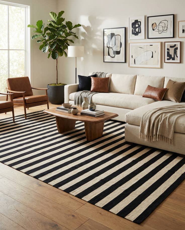 Detail image of 8' 4 x 9' 9 Hand Woven Kilim Modern Wool Rug