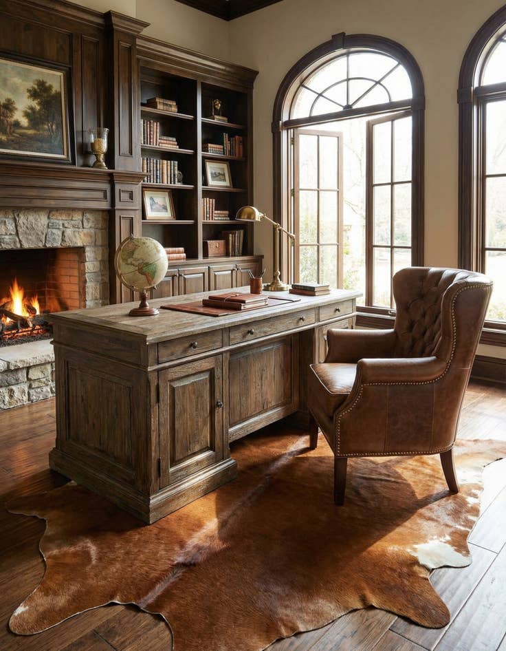 Detail image of 6' 4 x 6' 11 Cowhide Leather Square Rug