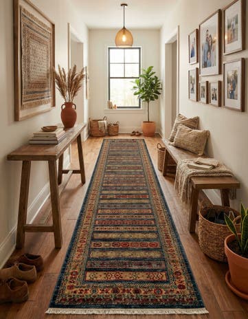Blue Kashkuli Gabbeh Runner Rug