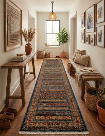 Blue Kashkuli Gabbeh Runner Rug