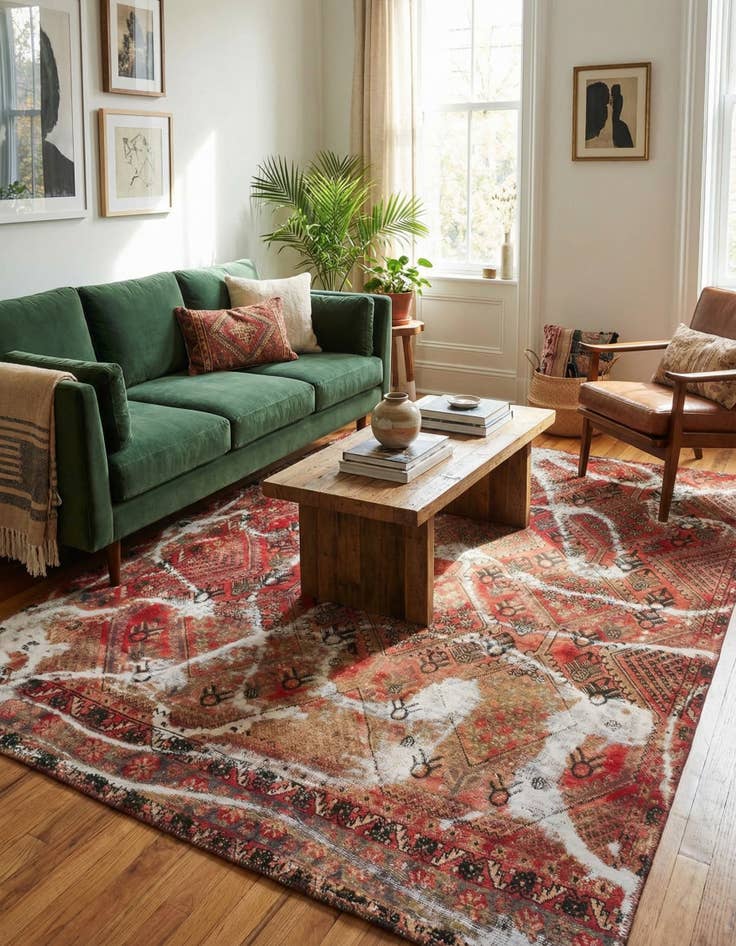 Detail image of  5' 10 x 7' 8  Hand Knotted Ultra Vintage Persian Wool Rug