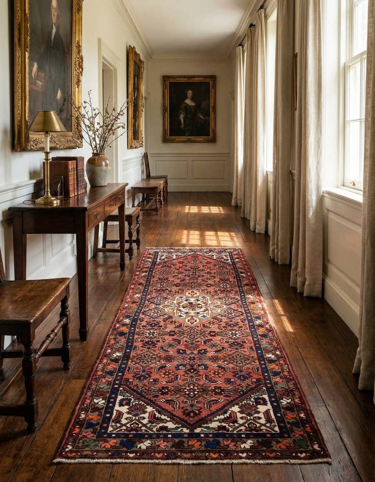 Detail image of 3' 3 x 9' 5 Hamedan Wool Runner Rug