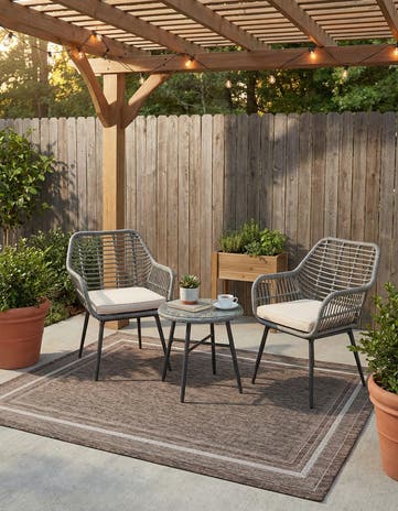 5' 3 x 7' Easy-Clean Border Indoor / Outdoor Rug