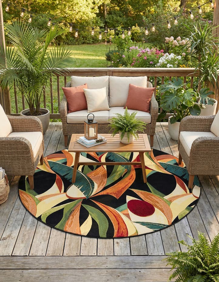 7' 10 x 7' 10 Easy-Clean Botanical Indoor / Outd...