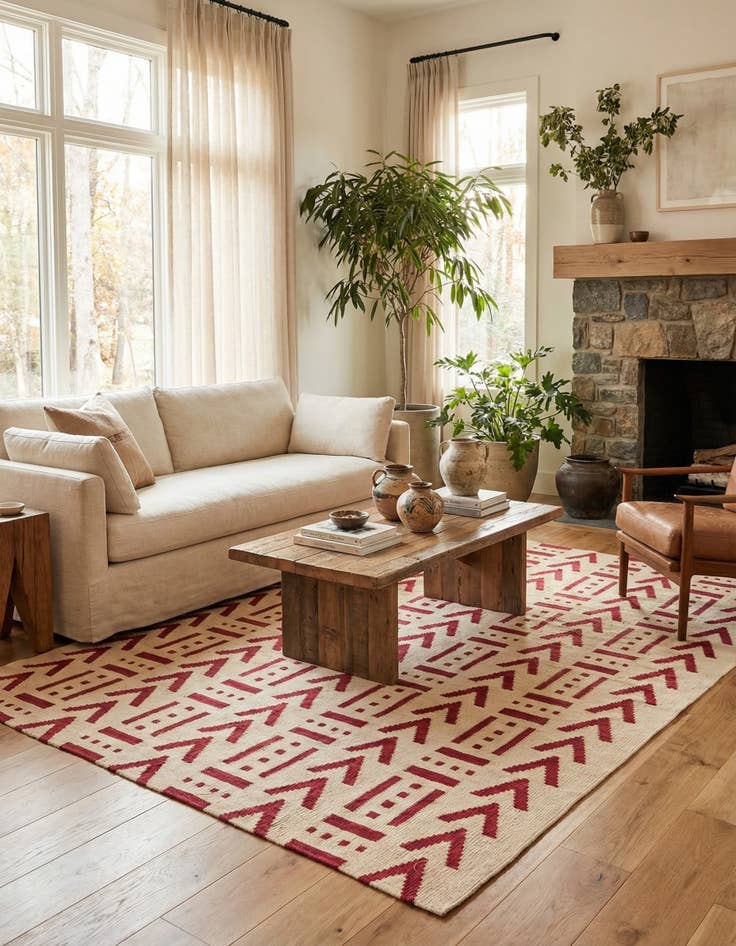 Detail image of 5' 2 x 6' 5  Hand Woven Kilim Modern Wool Rug