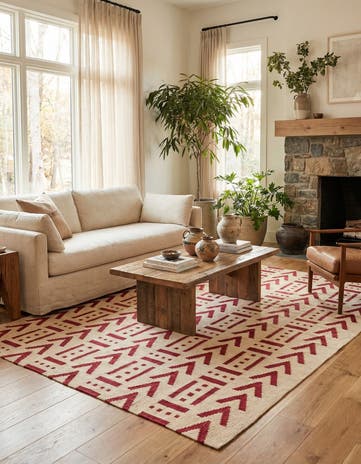 5' 2 x 6' 5 Hand Woven Kilim Modern Wool Rug