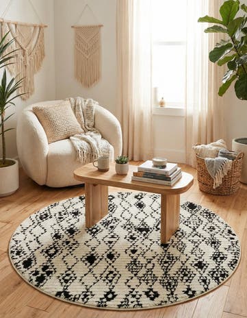 Ivory Morocco Round Rug