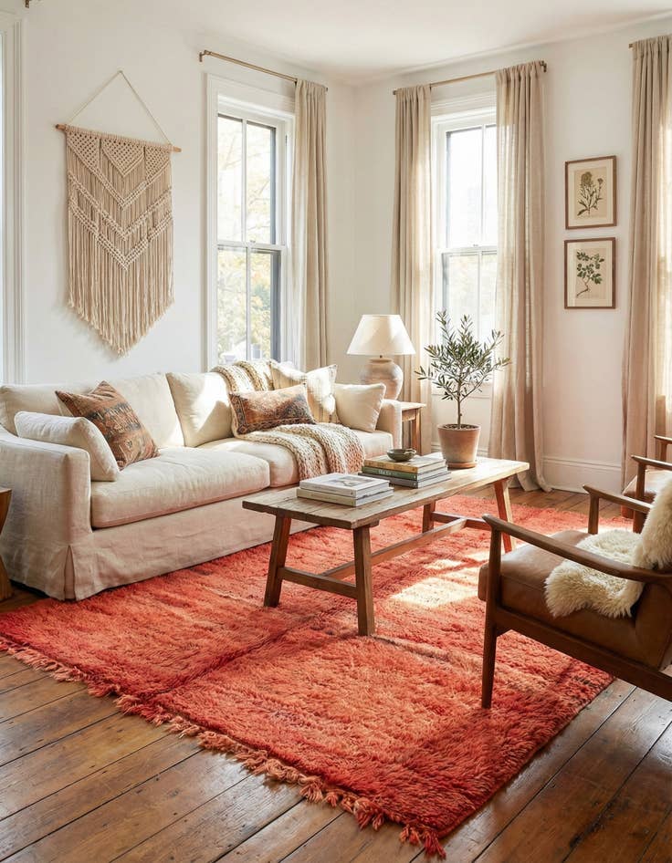 Detail image of 5' 9 x 6' 6 Hand Knotted Moroccan Wool Rug