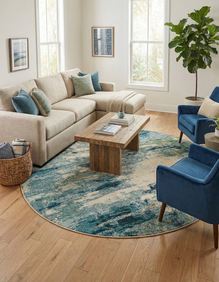 Detail image of 8' x 8'  Washable Spectrum Round Rug