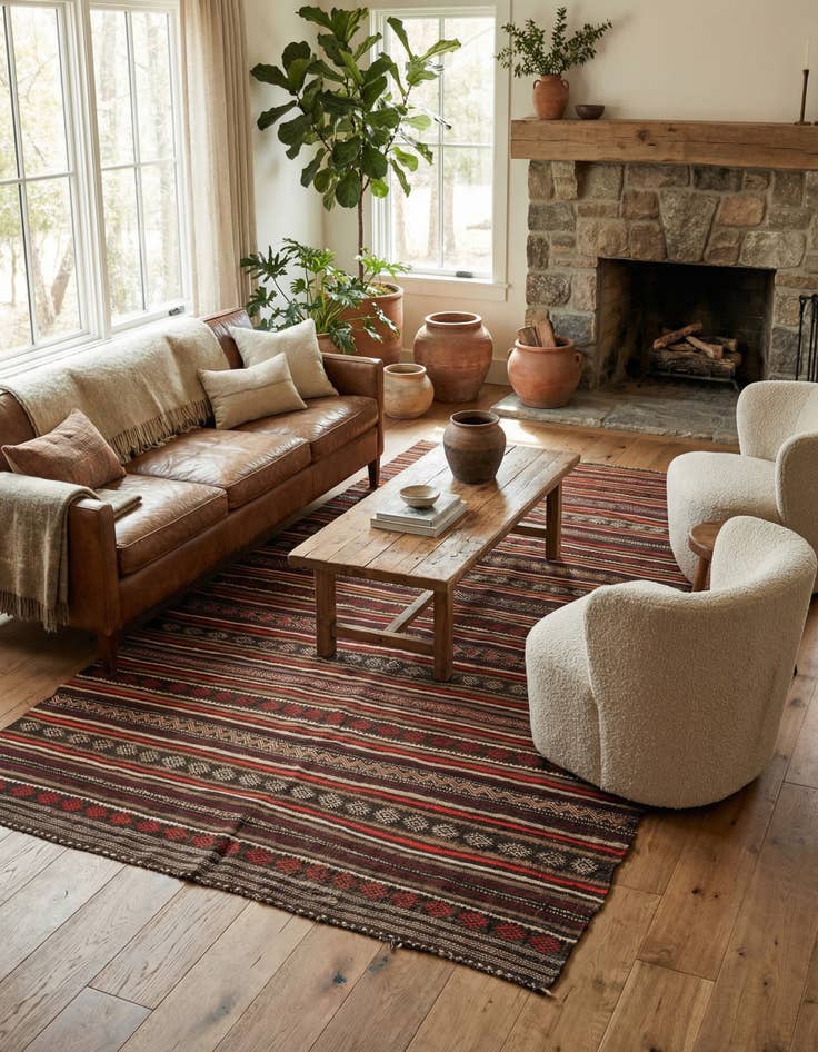 Detail image of 5' 9 x 12' 1  Hand Woven Kilim Fars Wool Runner Rug