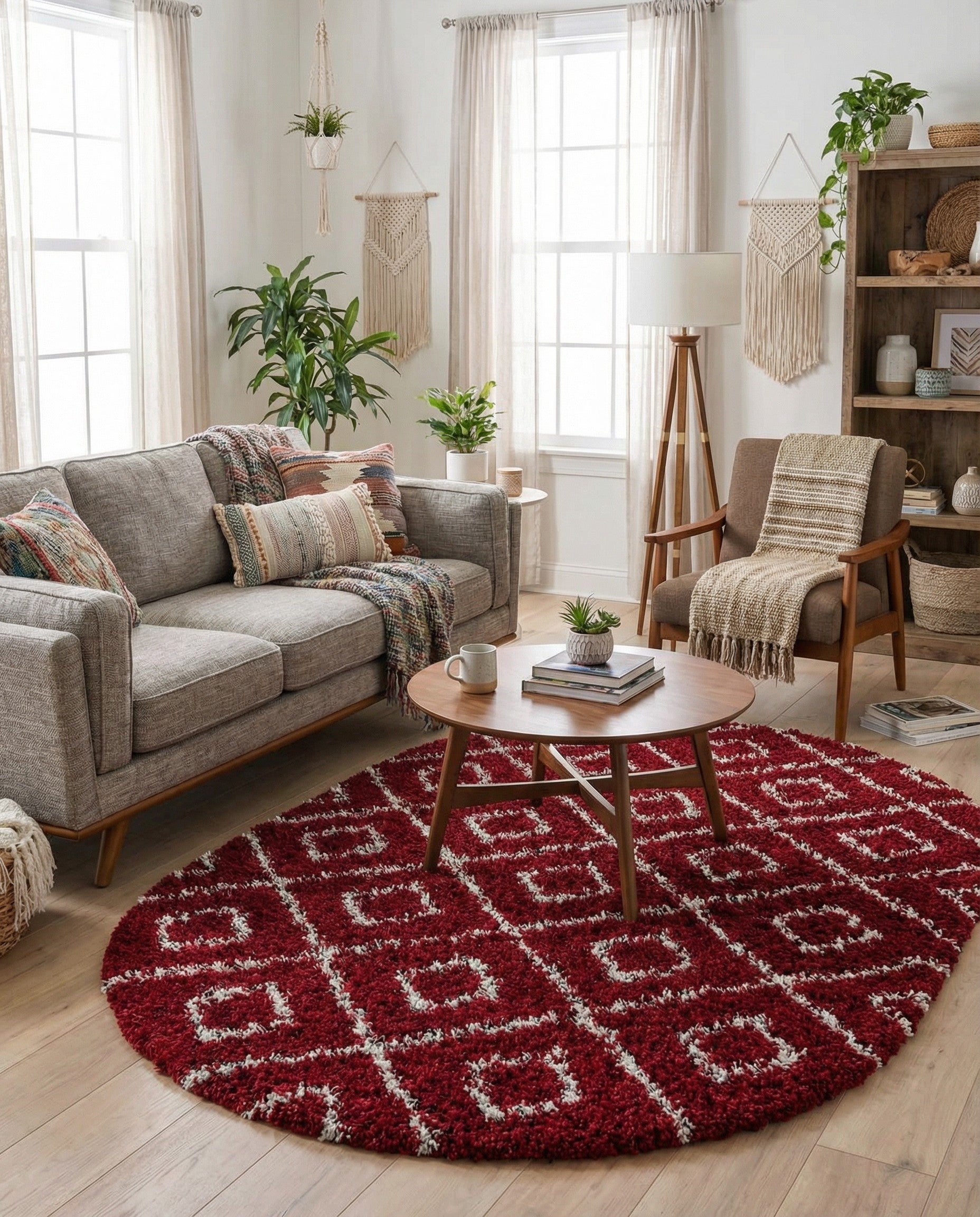  4' x 6' Lattice Shag Oval Rug