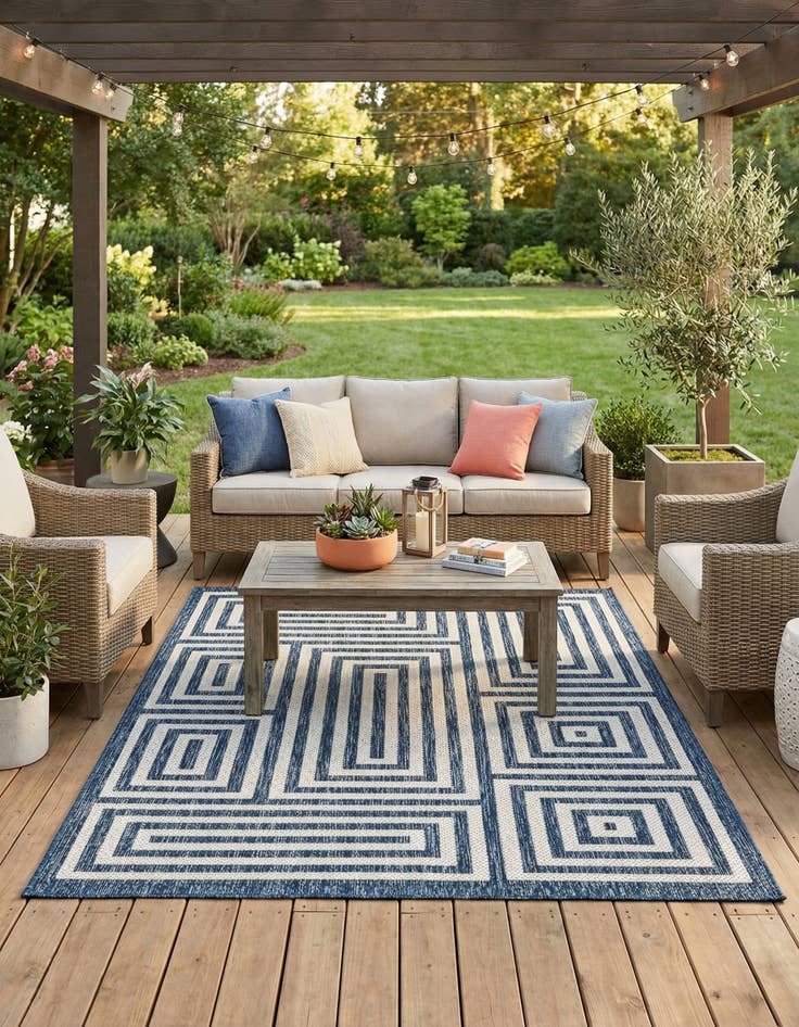 Detail image of 4' x 6'  Washable Modern Indoor / Outdoor Rug
