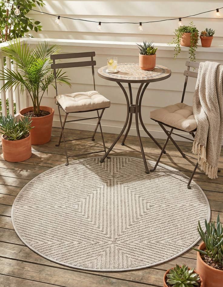 Detail image of 3' x 3'  Washable Sabrina Soto Indoor / Outdoor Round Rug