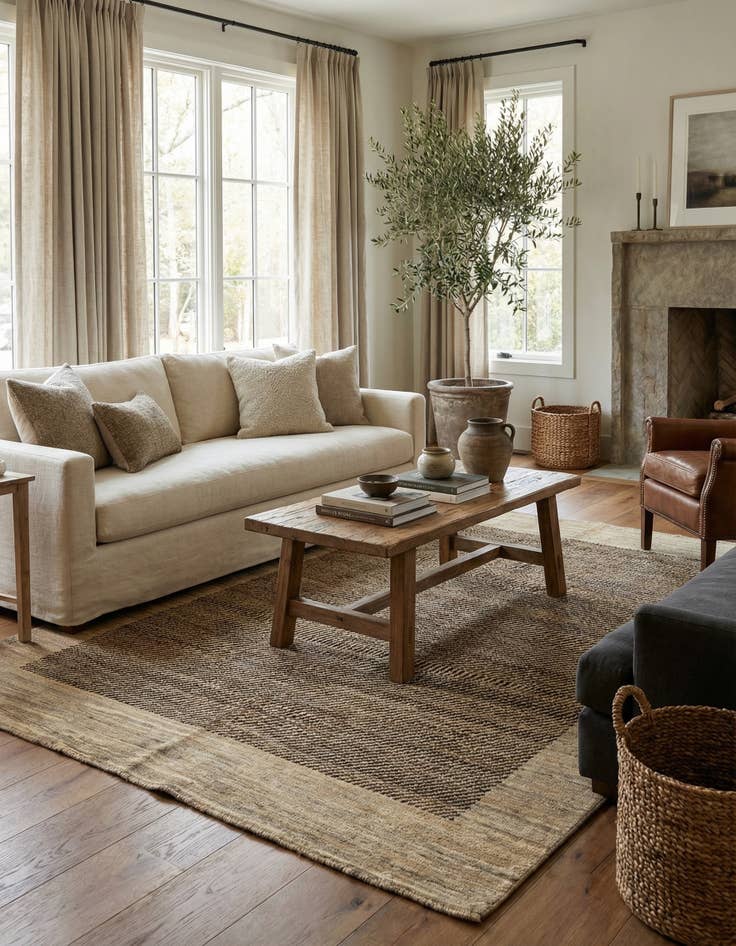 Detail image of 4' 7 x 6' 3  Hand Knotted Modern Ziegler Rug