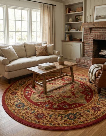 Red Sara Round Rug