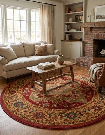 Red Sara Round Rug