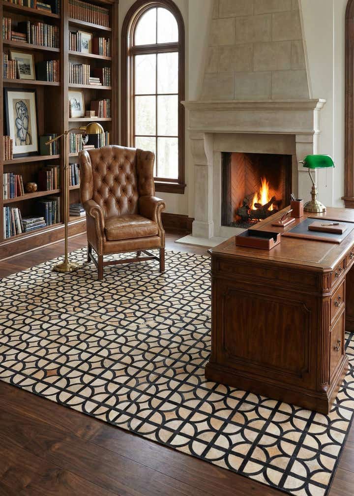 8' 1 x 10' Cowhide Leather Rug
