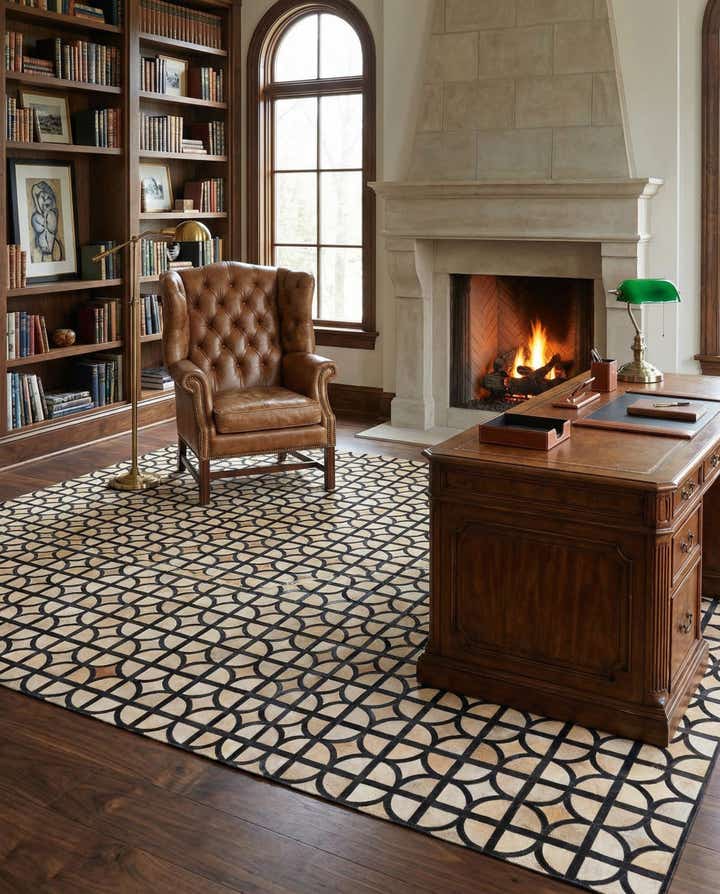 8' 1 x 10' Cowhide Leather Rug