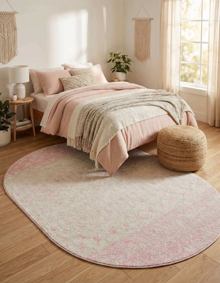 Detail image of 5' 3 x 8' Moroccan Trellis Oval Rug