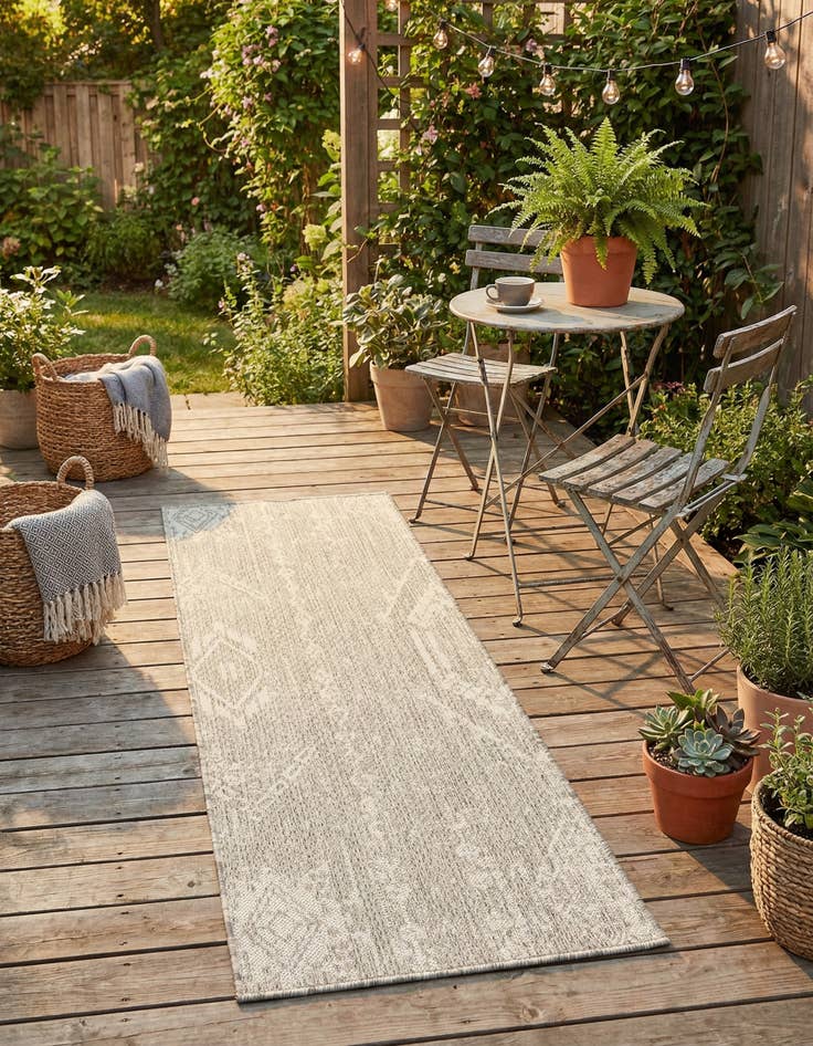 Detail image of 2' x 5'  Washable Bohemian Indoor / Outdoor Runner Rug