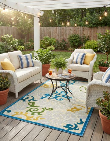 4' x 6' Easy-Clean Botanical Indoor / Outdoor Rug