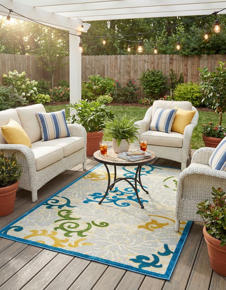 4' x 6' Easy-Clean Botanical Indoor / Outd...