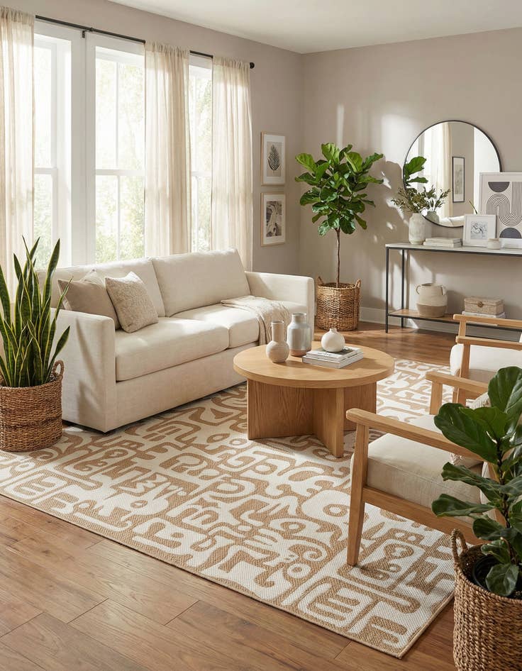 Detail image of  9' x 12'  Washable Modern Indoor / Outdoor Rug