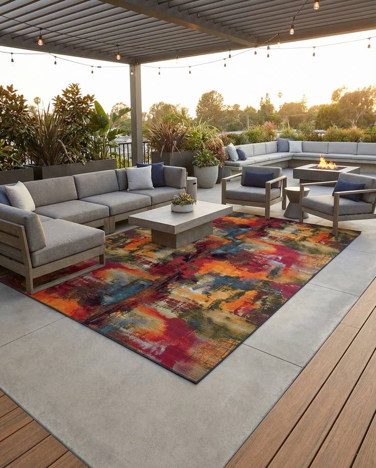 Detail image of 10' x 14' Easy-Clean Modern Indoor / Outdoor Rug
