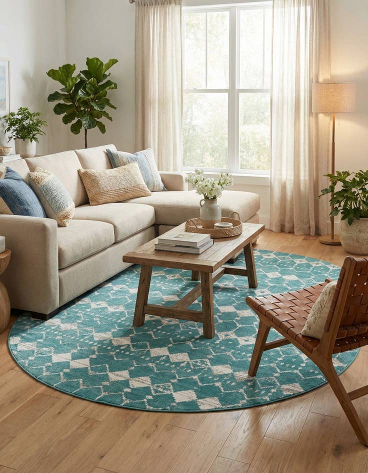 Detail image of 7' 10 x 10' Easy-Clean Lattice Indoor / Outdoor Oval Rug