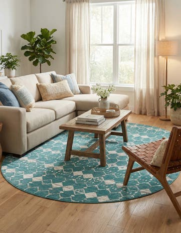 7' 10 x 10' Easy-Clean Trellis Indoor / Outdoor Oval Rug