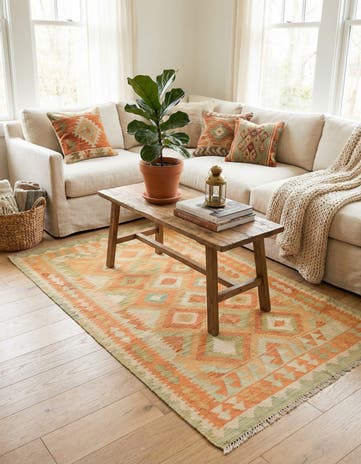 3' 3 x 5' Hand Woven Kilim Waziri Wool Rug
