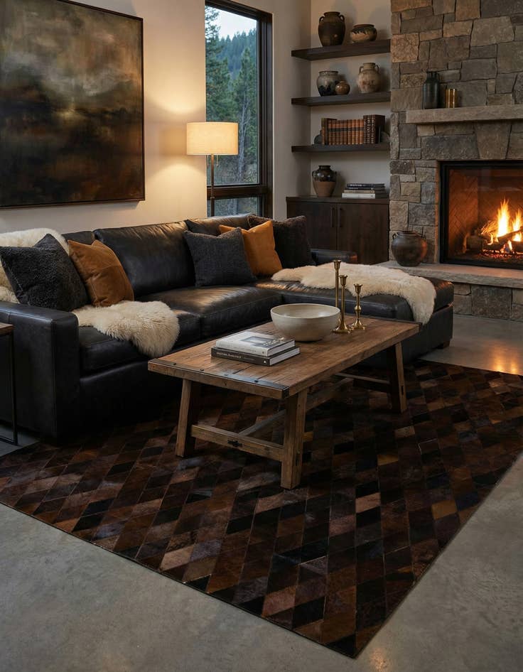 Detail image of 5' x 7' 11 Cowhide Stocks Rug