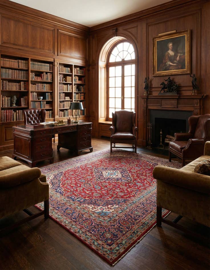 Detail image of  9' 9 x 12' 10  Hand Knotted Kashan Persian Wool Rug