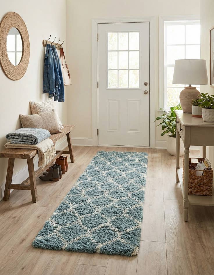 Detail image of 2' x 6' Trellis Shag Runner Rug